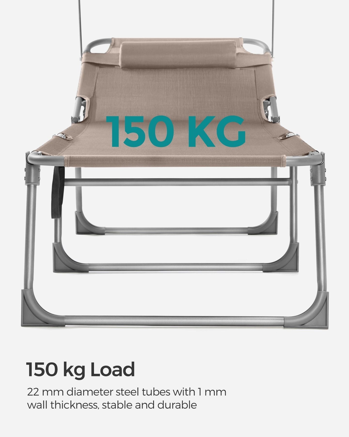 Foldable Sun Lounger - Fabric - Taupe