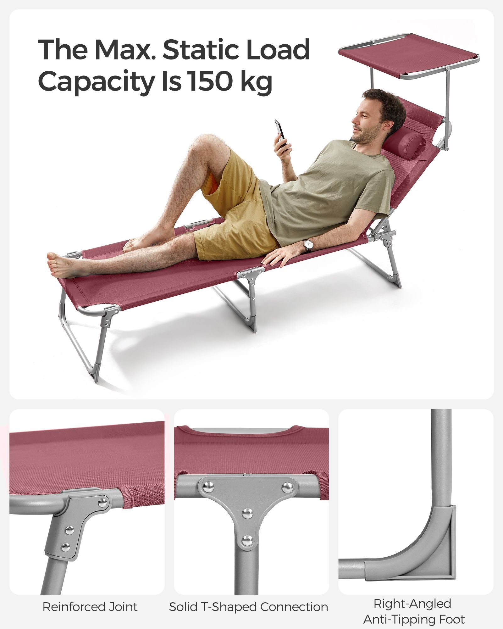 Sun Lounger - Metal - Taupe
