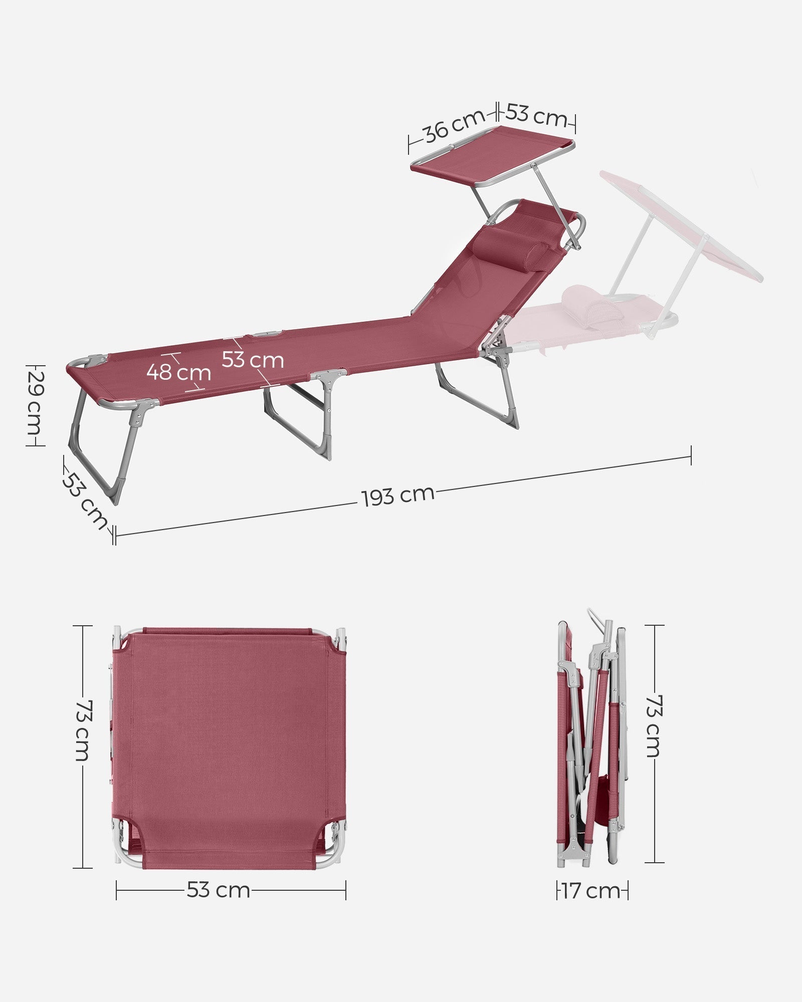 Sun Lounger - Metal - Taupe