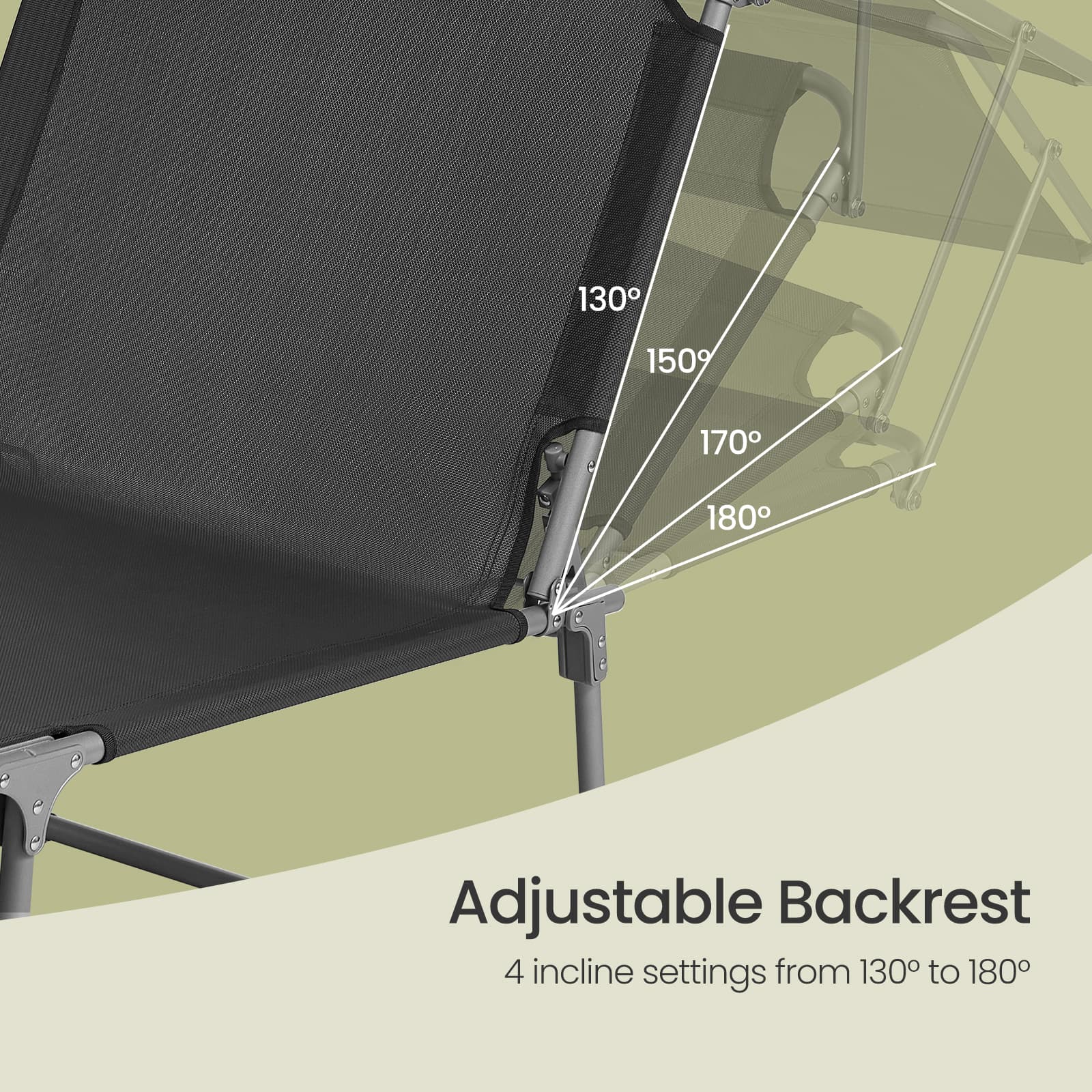 Sun Lounger - Fabric - Anthracite Grey - Folding Design with Adjustable Backrest and Sunshade Headrest