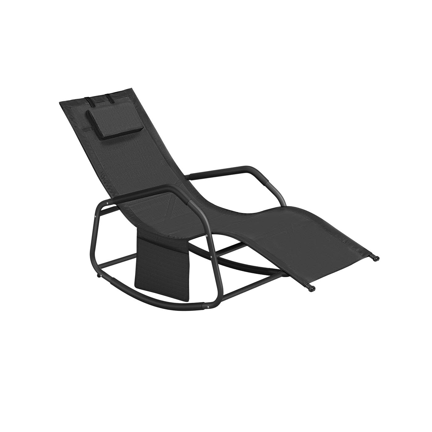 Outdoor Lounger Recliner - Steel Frame - Ink Black - Adjustable Headrest with Anti-Tipping Stops