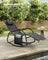 Outdoor Lounger Recliner - Steel Frame - Ink Black - Adjustable Headrest with Anti-Tipping Stops