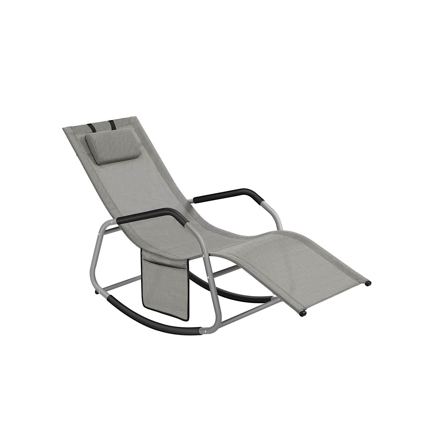 Outdoor Lounger Recliner - Steel Frame - Dove Grey - Adjustable Headrest with Anti-Tipping Stops