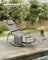 Outdoor Lounger Recliner - Steel Frame - Dove Grey - Adjustable Headrest with Anti-Tipping Stops