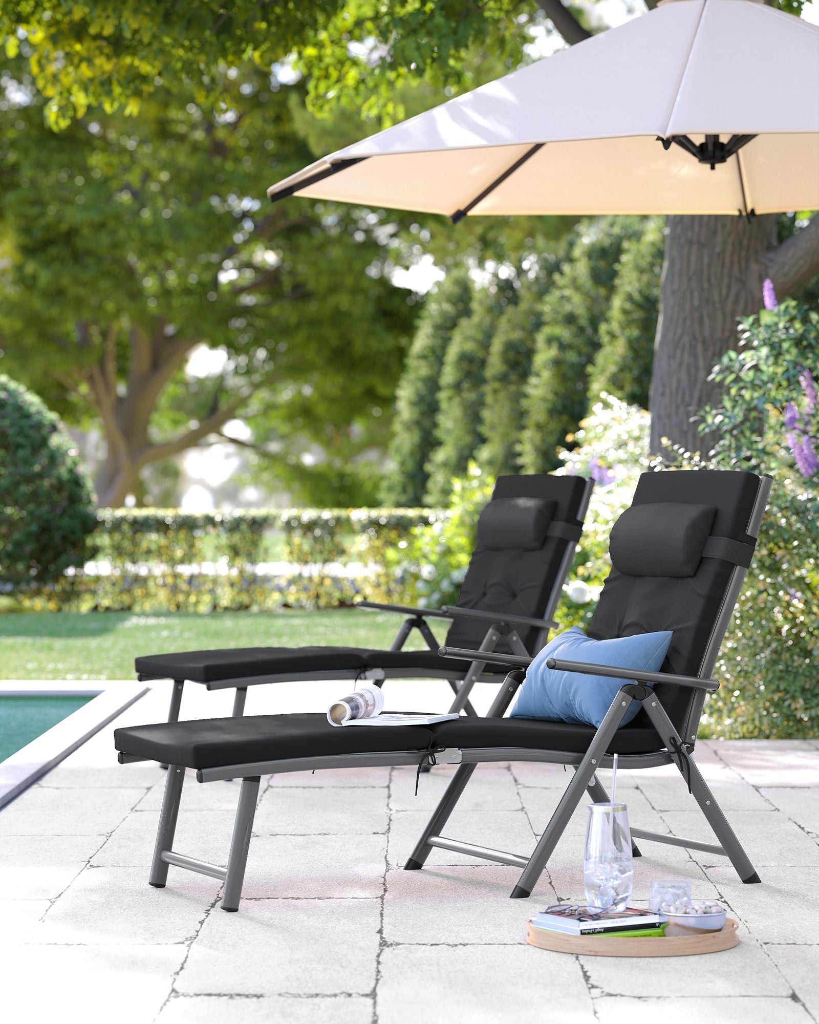 Folding Sun Lounger - Aluminium - Adjustable