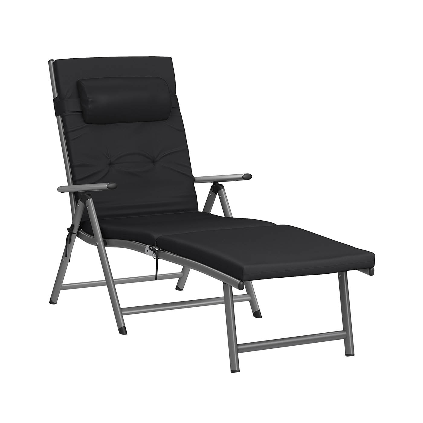 Sun Lounger - Aluminium - Black - Removable Headrest
