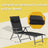 Folding Sun Lounger - Aluminium - Black - Adjustable with 6 cm Thick Mattress