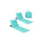 Folding Beach Sunloungers - Fabric - Lake Blue - Set of 2 with Reclining Backrest and Portable Design