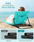 Folding Beach Sunloungers - Fabric - Lake Blue - Set of 2 with Reclining Backrest and Portable Design