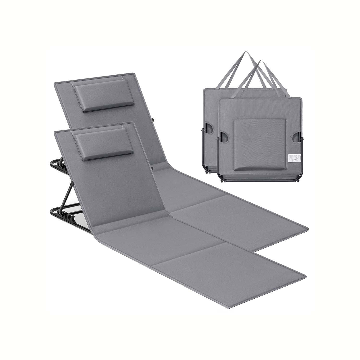 Folding Beach Sunlounger - Fabric - Blue - Lightweight and Portable with Reclining Backrest
