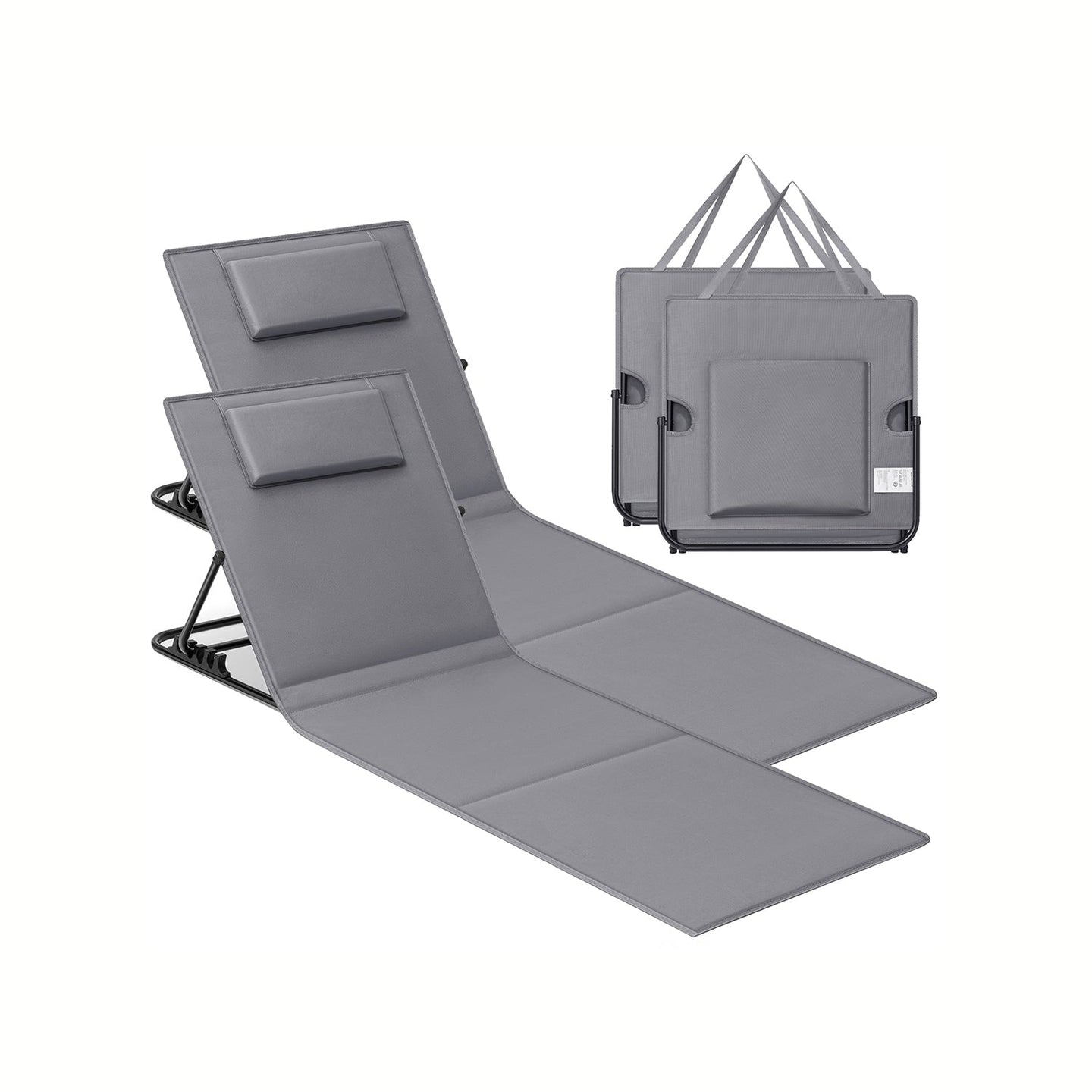 Folding Beach Sunlounger - Fabric - Blue - Lightweight and Portable with Reclining Backrest