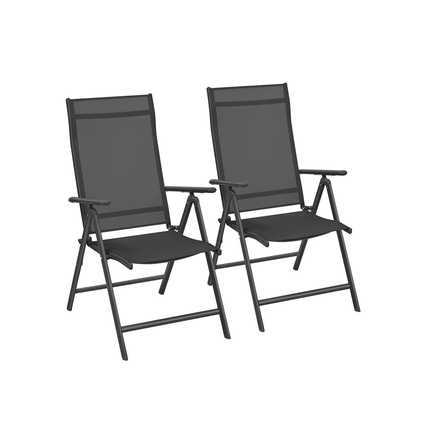 Set of 2 Folding Garden Chairs - Aluminium - Black