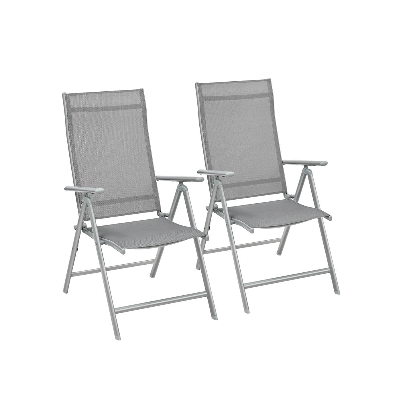 Set of 2 Folding Garden Chairs - Aluminium - Grey