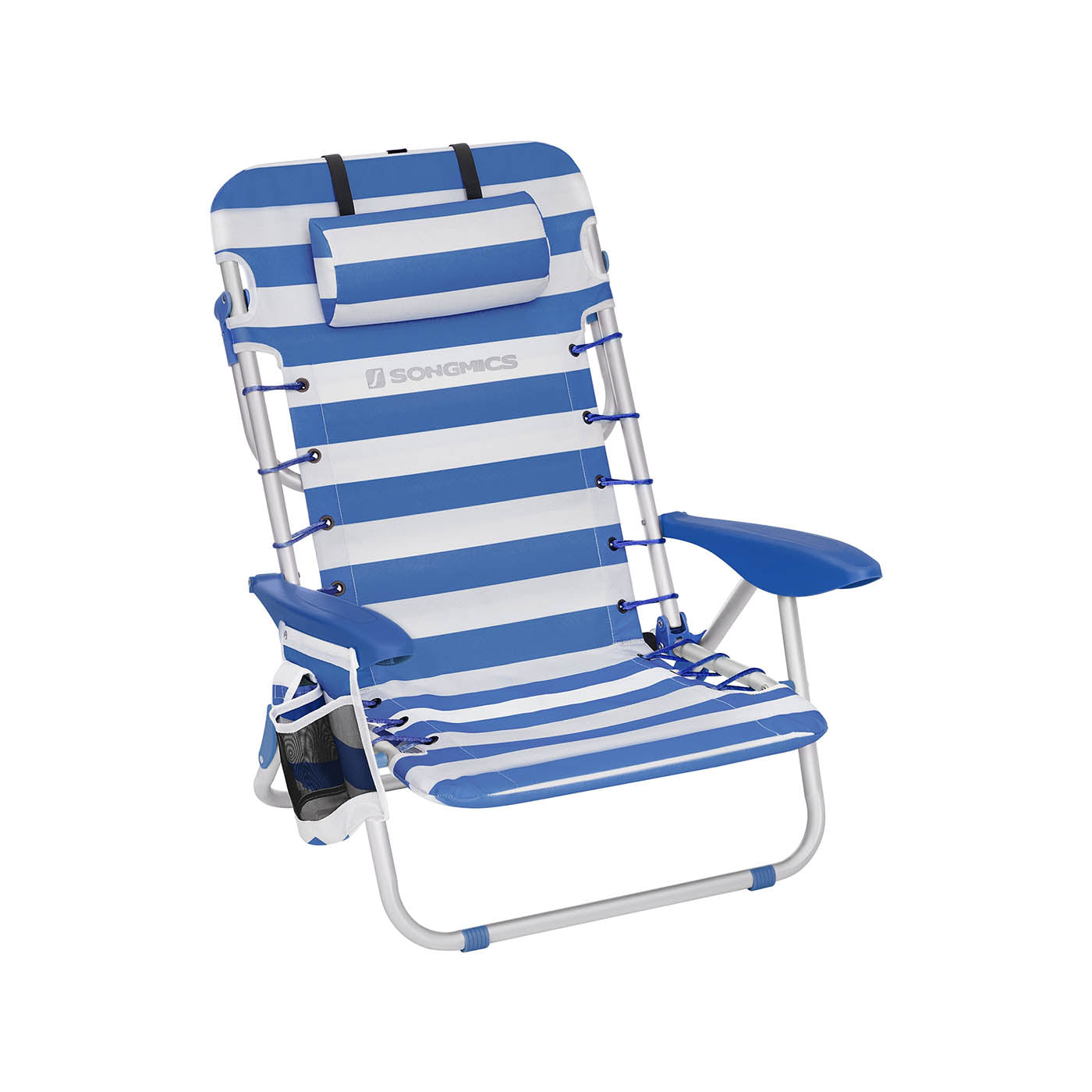 Beach Chair - Aluminium - Blue and White Stripes - Portable