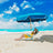 Portable Beach Chair - Aluminium - Blue and White Stripes - Foldable and Reclining with Headrest
