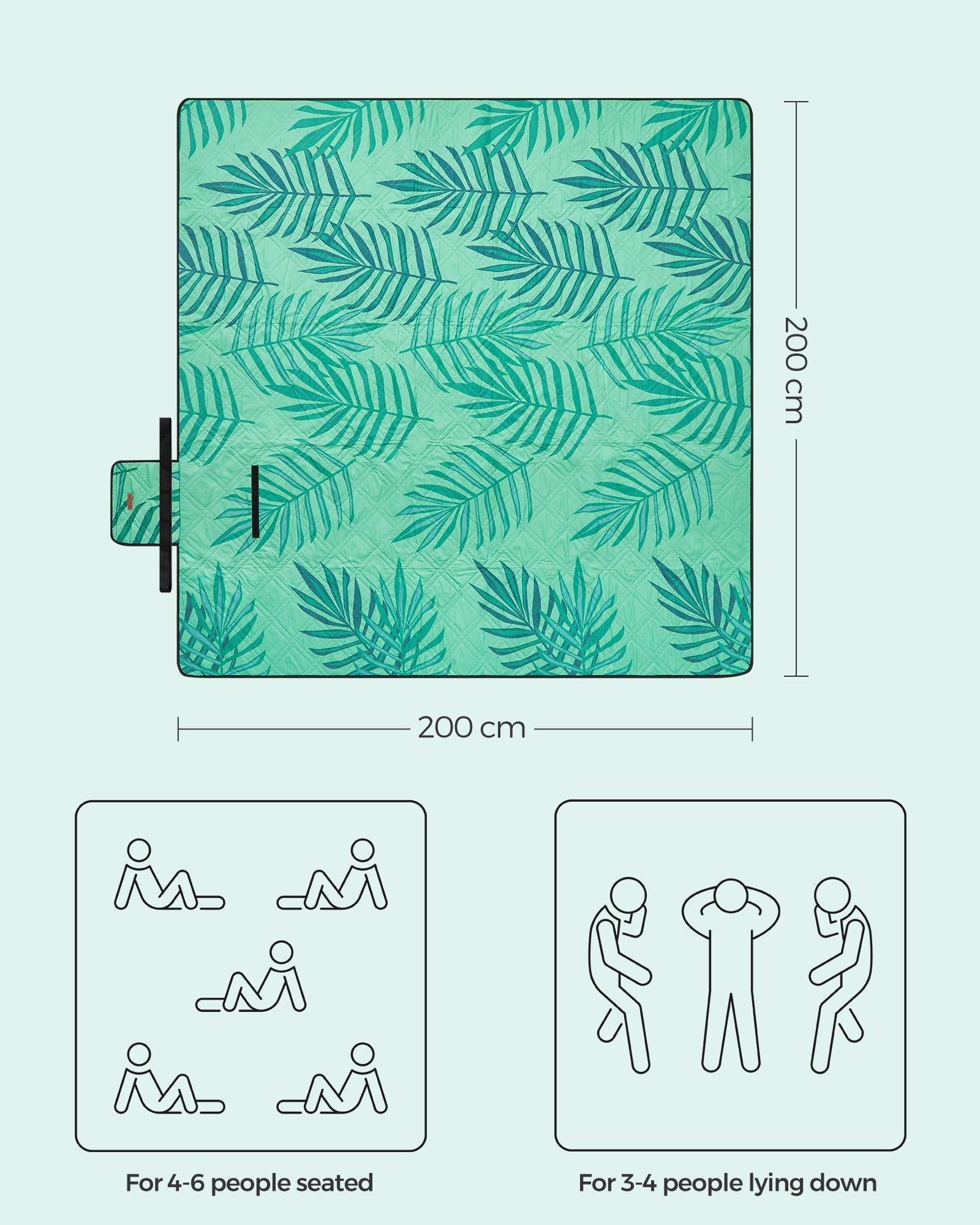 Large Picnic Blanket - Green - Waterproof