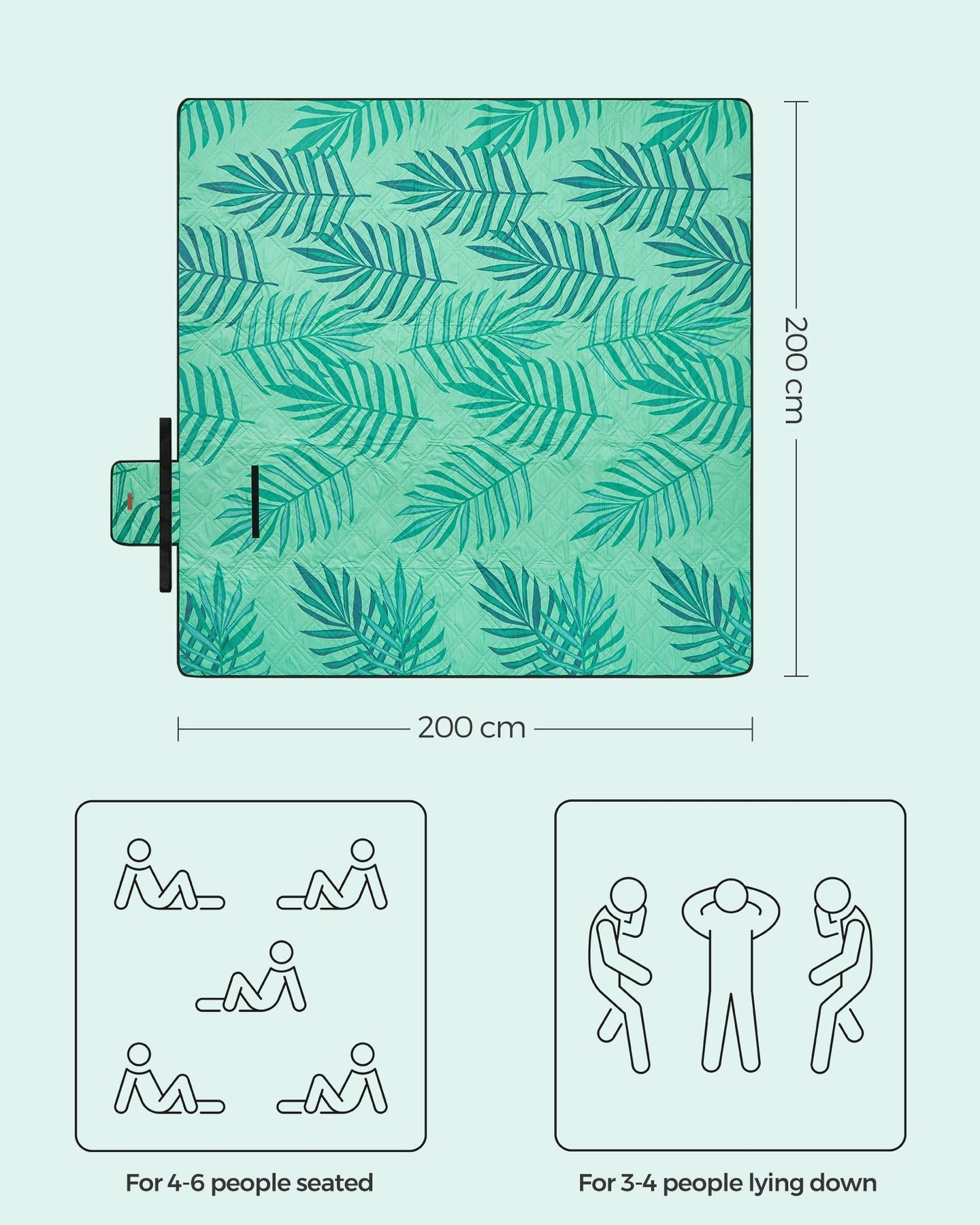 Large Picnic Blanket - Green - Waterproof