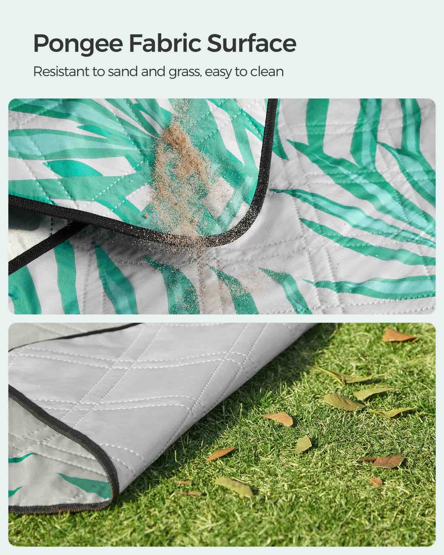 Picnic Blanket - Fern Pattern and Grey - Waterproof