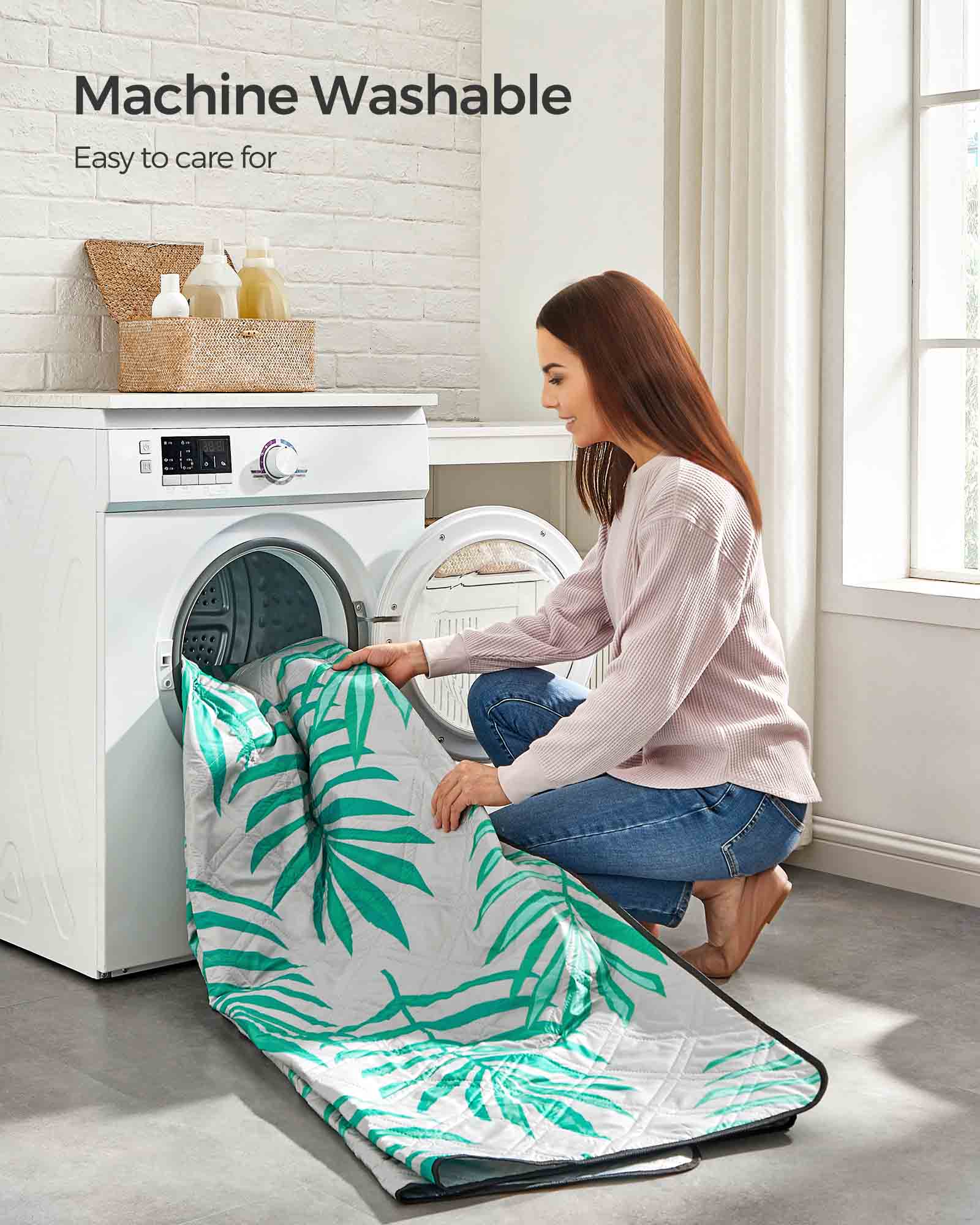 Picnic Blanket - Fern Pattern and Grey - Waterproof