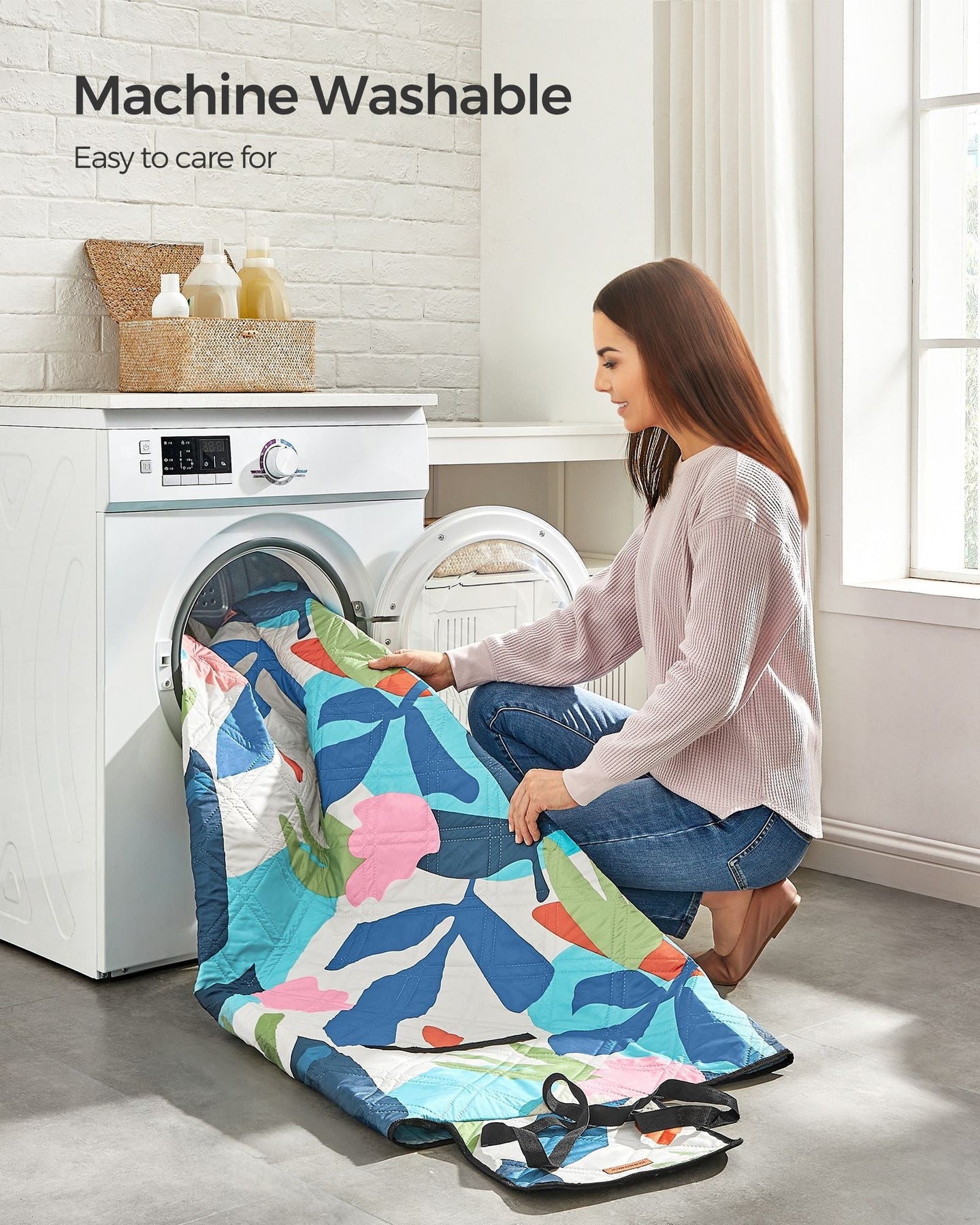 Picnic Blanket - Waterproof Fabric - Colourful Fern