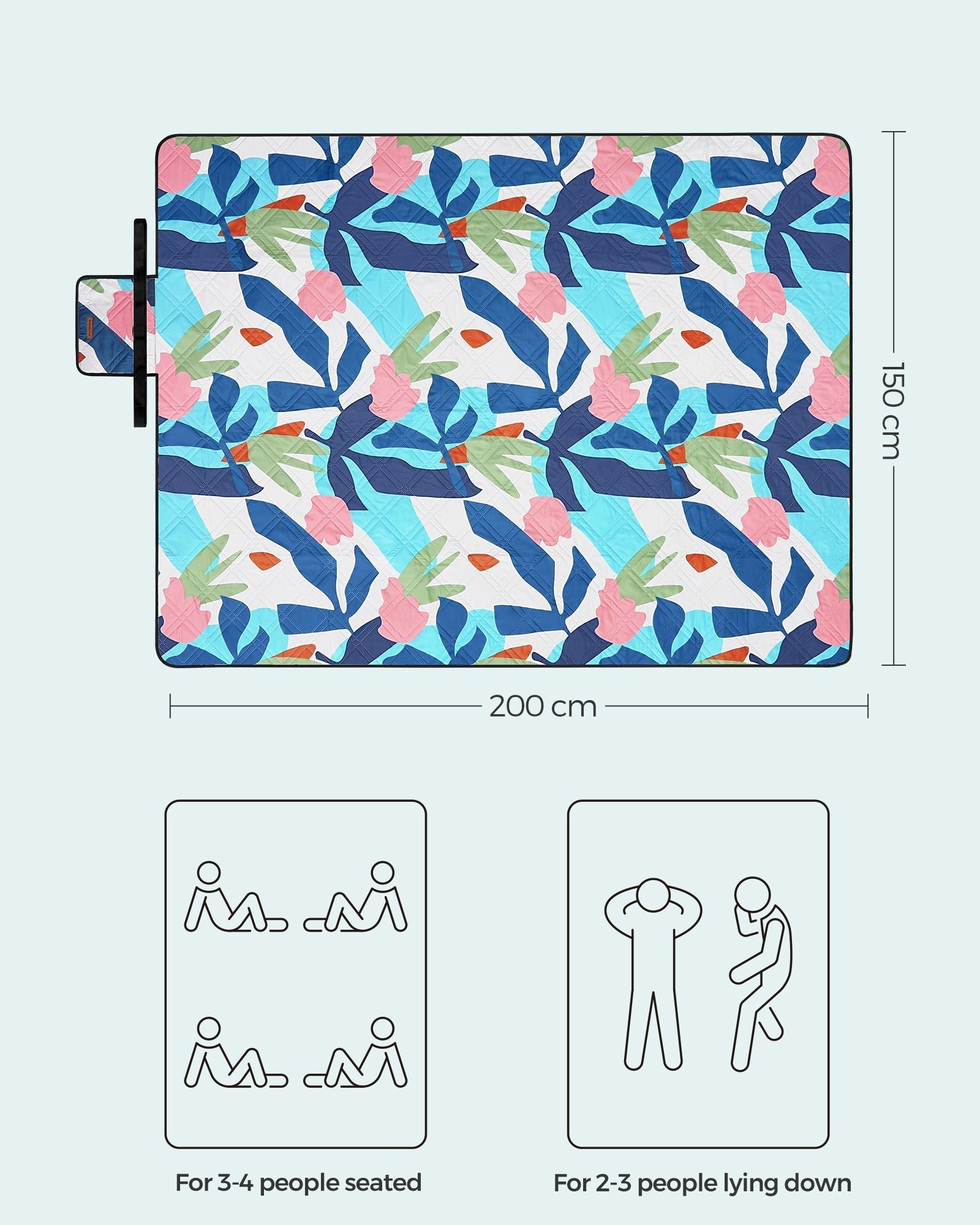 Picnic Blanket - Waterproof Fabric - Colourful Fern