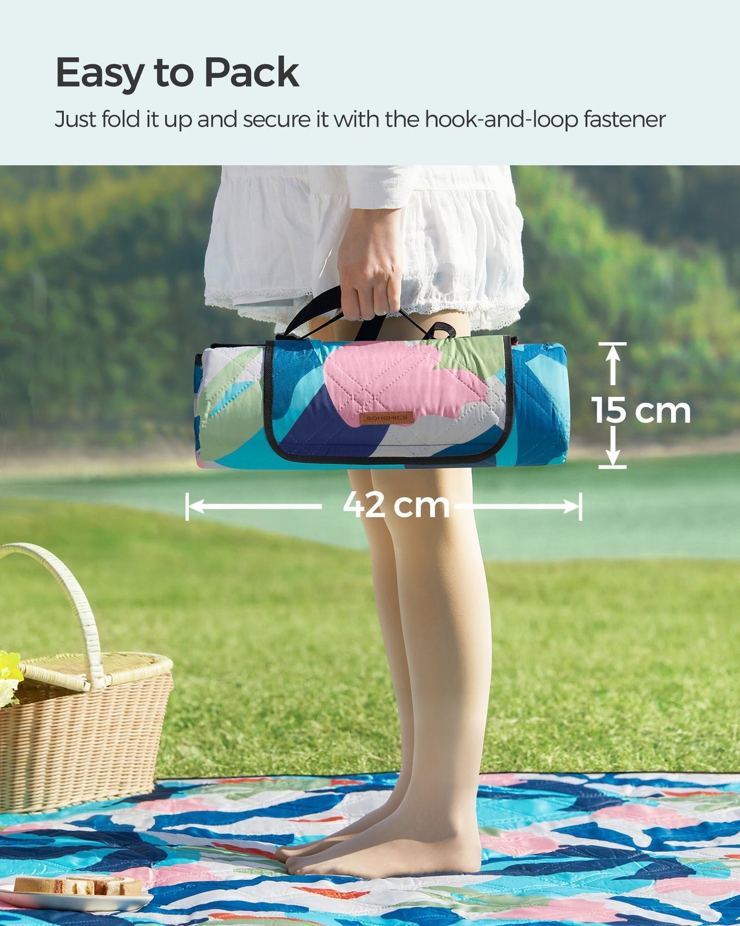 Picnic Blanket - Waterproof Fabric - Colourful Fern