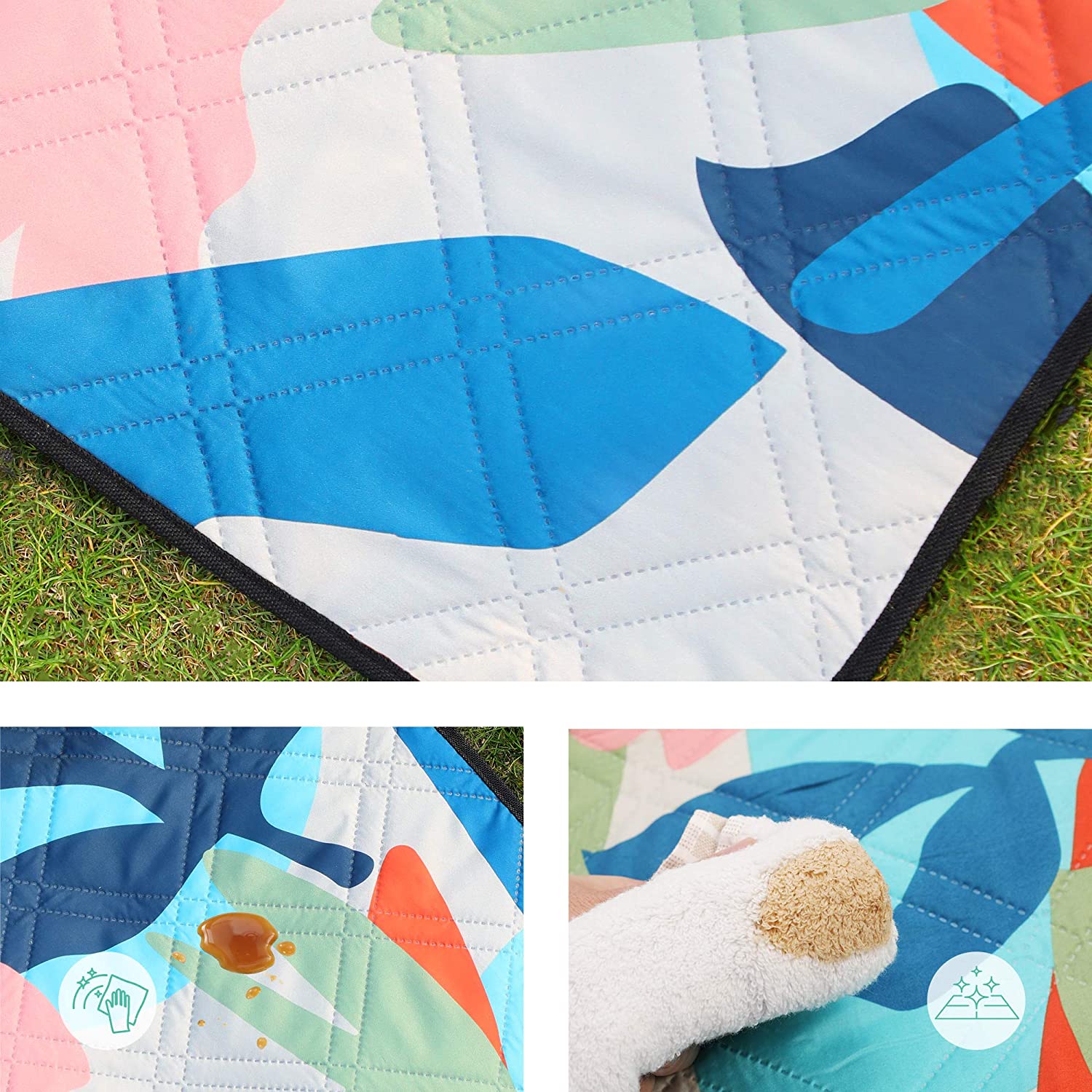 Folding Picnic Blanket - Multicolor Fern - Waterproof