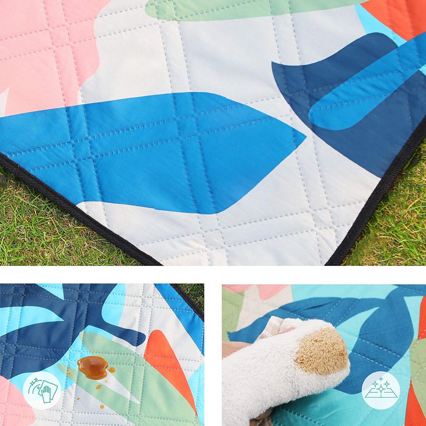 Folding Picnic Blanket - Multicolor Fern - Waterproof