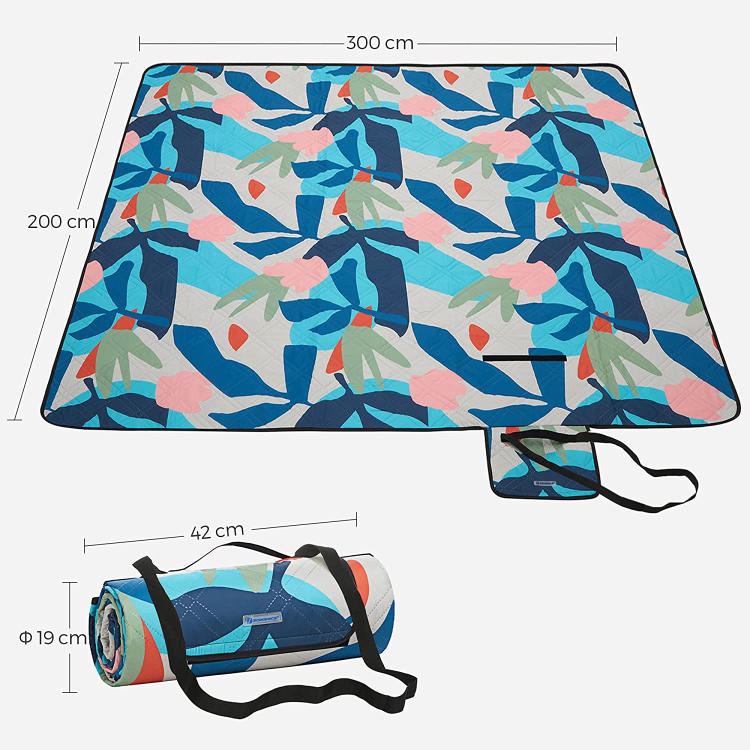 Folding Picnic Blanket - Multicolor Fern - Waterproof