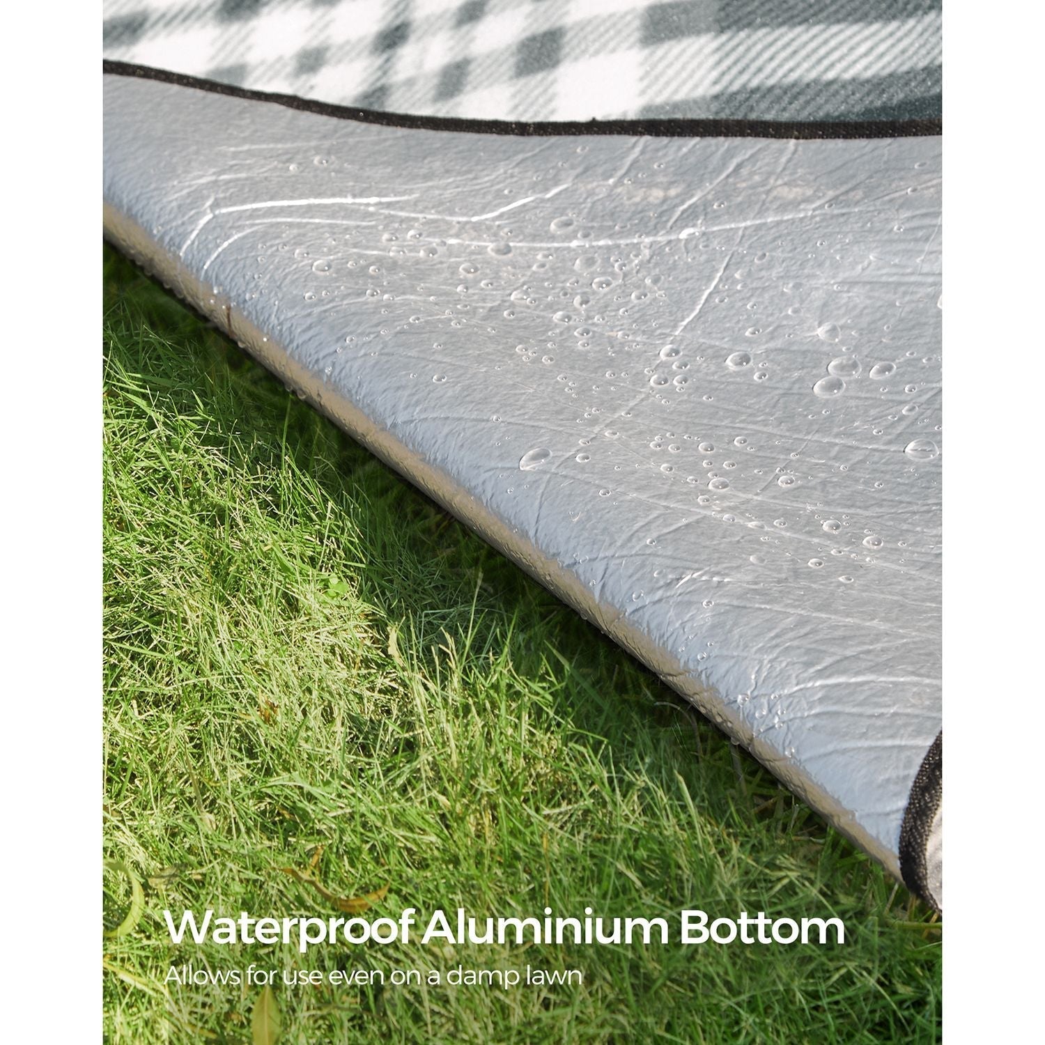 Picnic Blanket - Fabric - Grey and White - Extra Large 300 x 200 cm