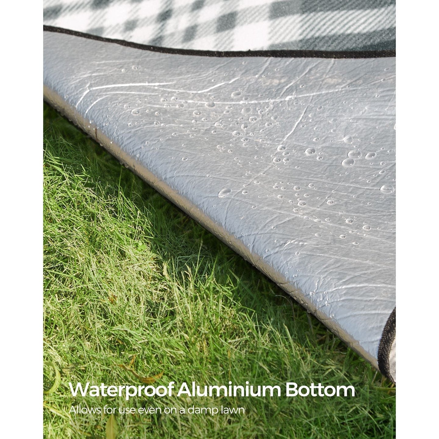 Picnic Blanket - Fabric - Grey and White - Extra Large 300 x 200 cm