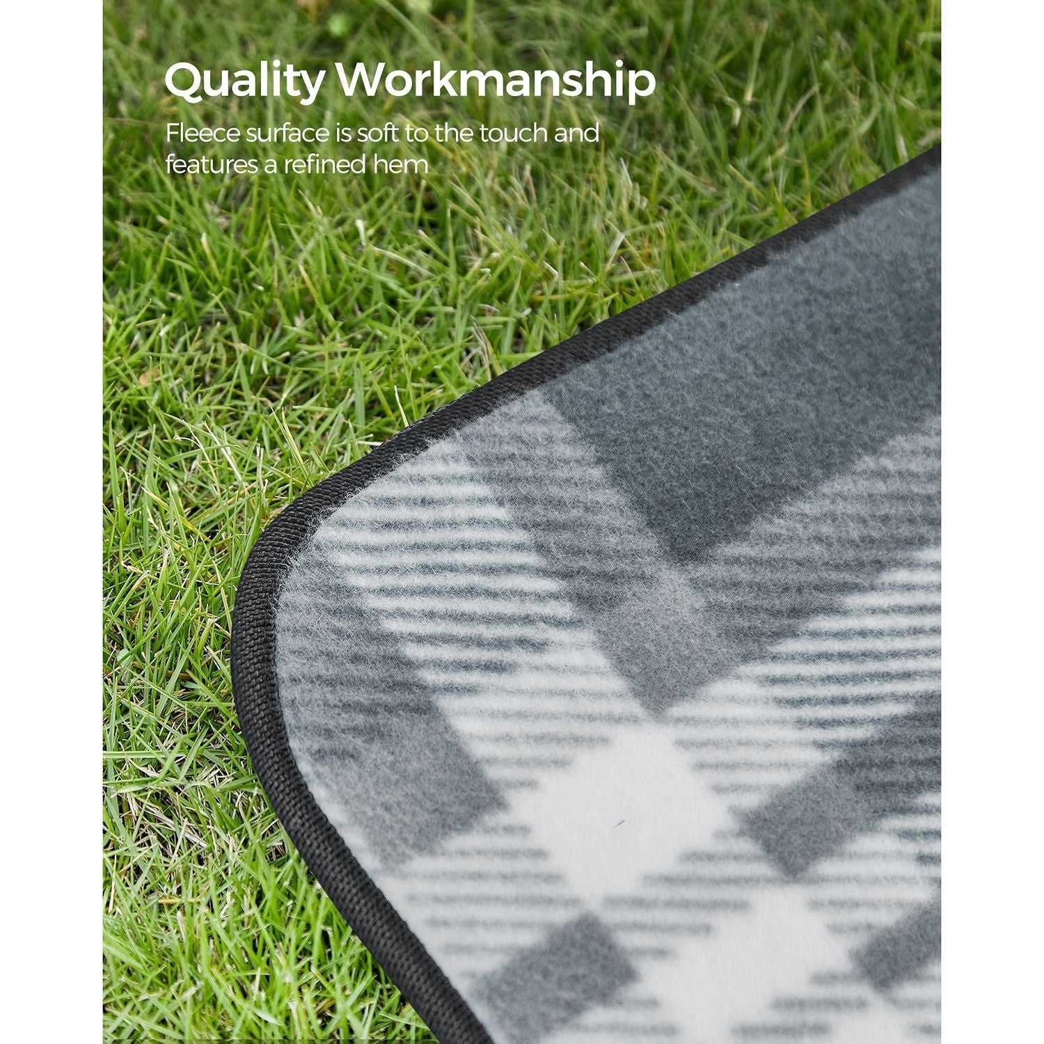 Picnic Blanket - Fabric - Grey and White - Extra Large 300 x 200 cm