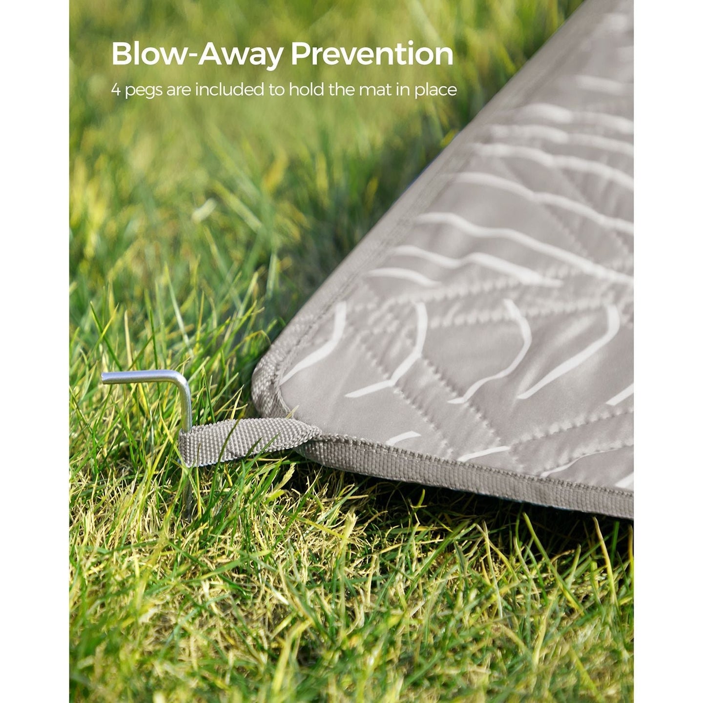 Picnic Blanket - 300 x 200 cm - Fabric - Khaki with Leaf Pattern - Easy to Carry and Store