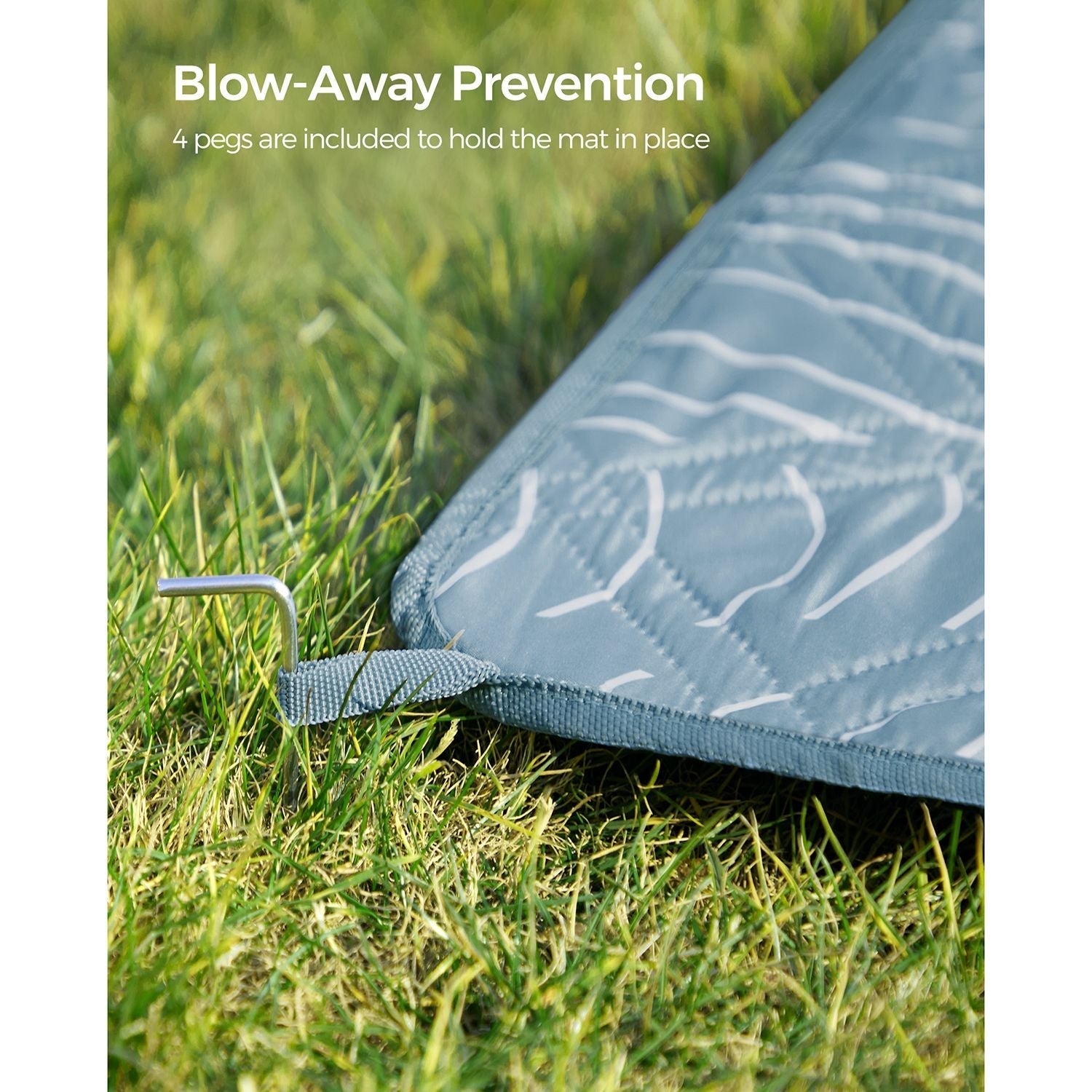 Picnic Blanket - Fabric - Blue with Leaf Pattern - Extra Large 200 x 200 cm