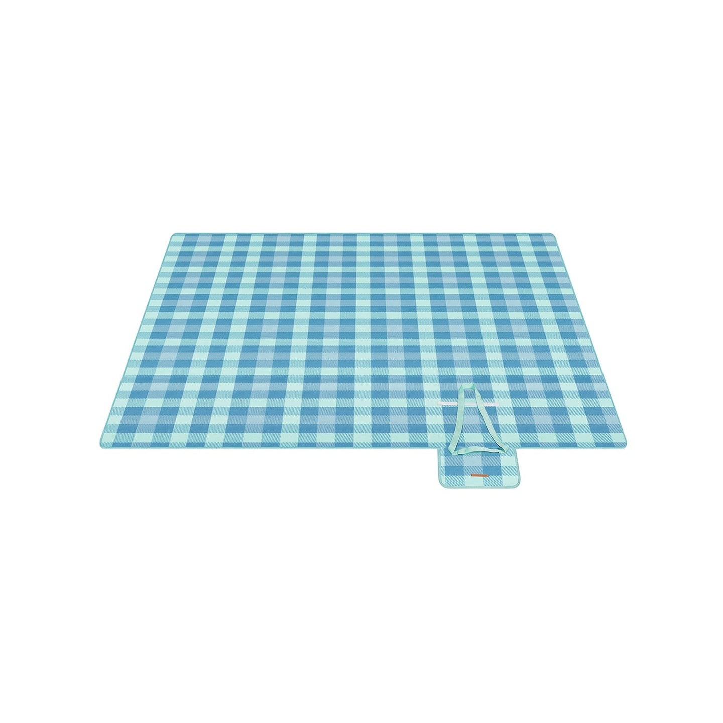 Picnic Blanket - Waterproof Fabric - Green and Blue - Portable and Foldable with 4 Blow-Away Prevention Pegs