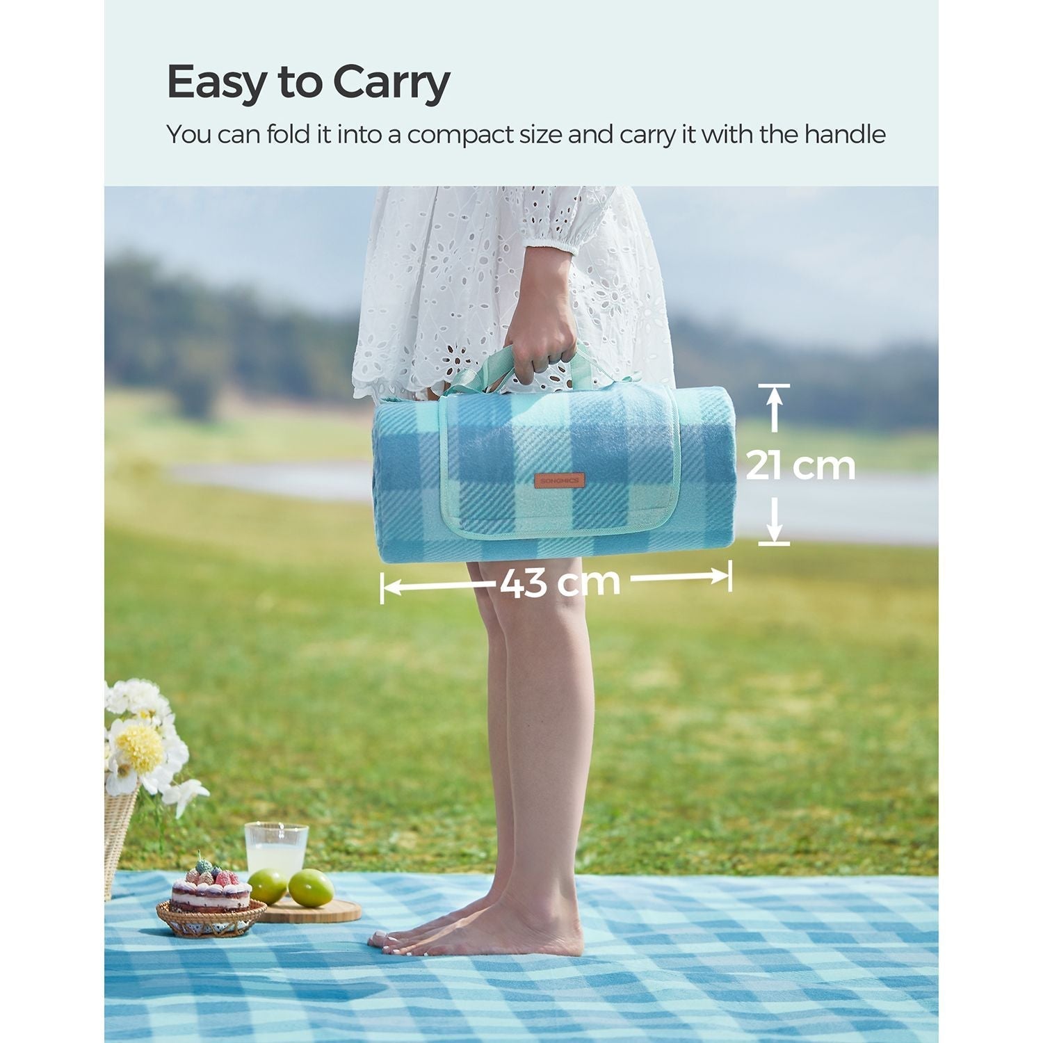 Picnic Blanket - Green and Blue - Waterproof