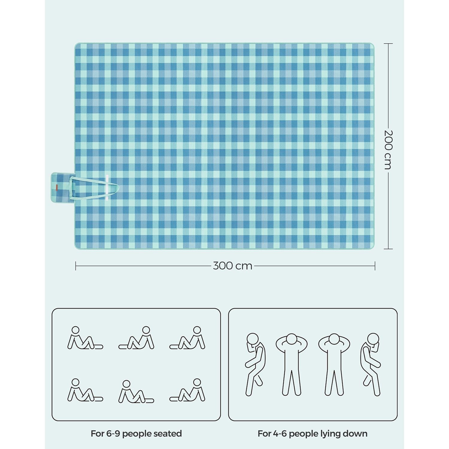 Picnic Blanket - Green and Blue - Waterproof