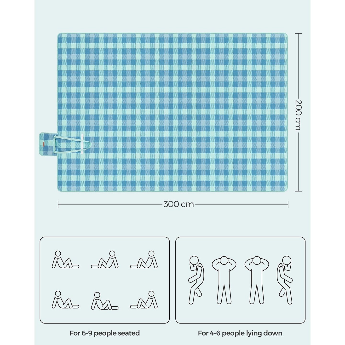 Picnic Blanket - Green and Blue - Waterproof