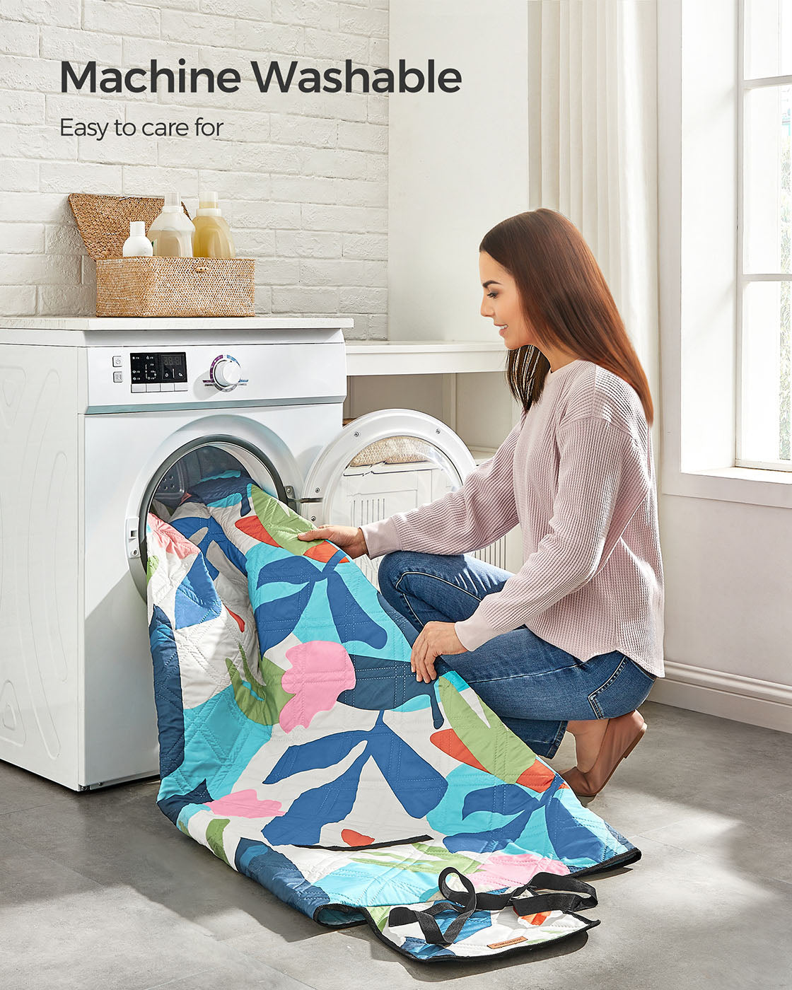 Picnic Blanket - Fabric - Multicolor - Large Waterproof and Machine Washable