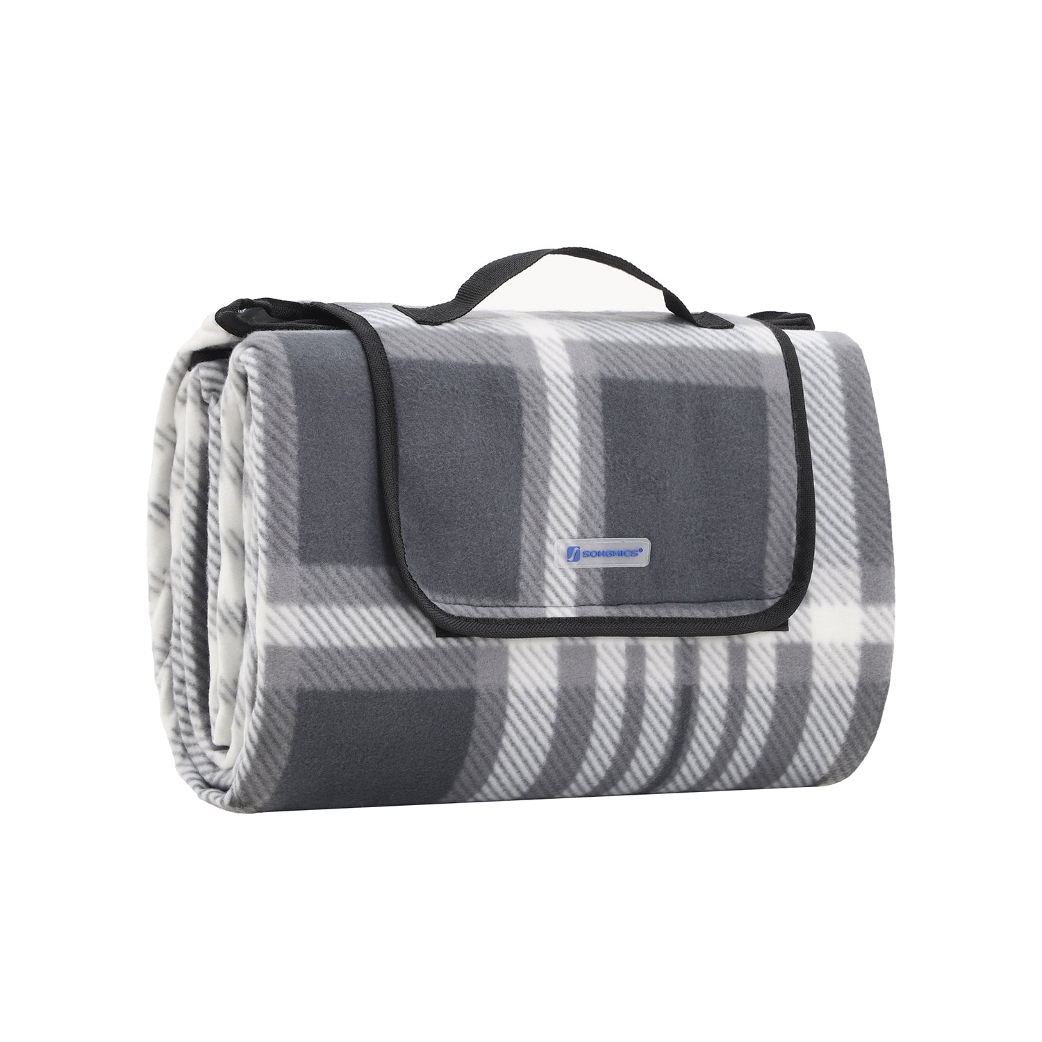 Picnic Blanket - Fabric - Grey and White - Large Waterproof Outdoor Mat