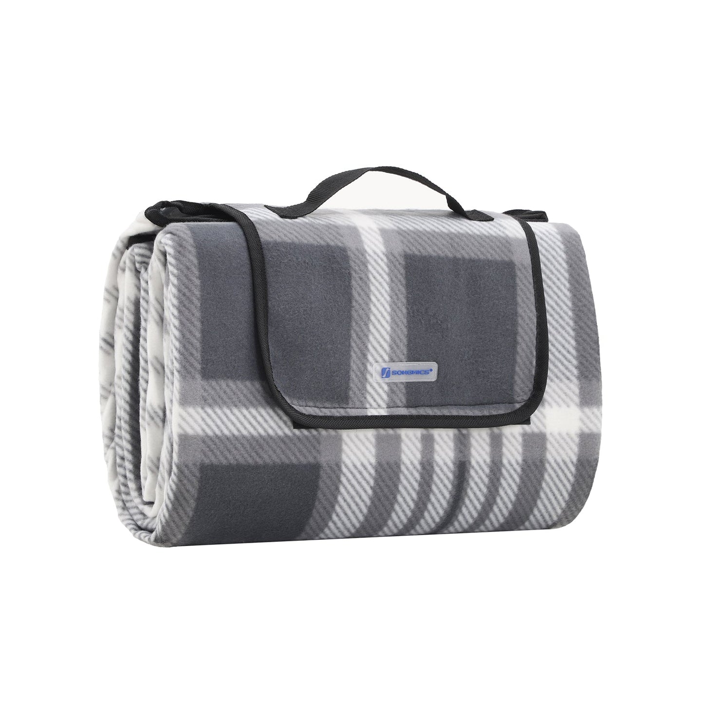 Picnic Blanket - Fabric - Grey and White - Large Waterproof Outdoor Mat