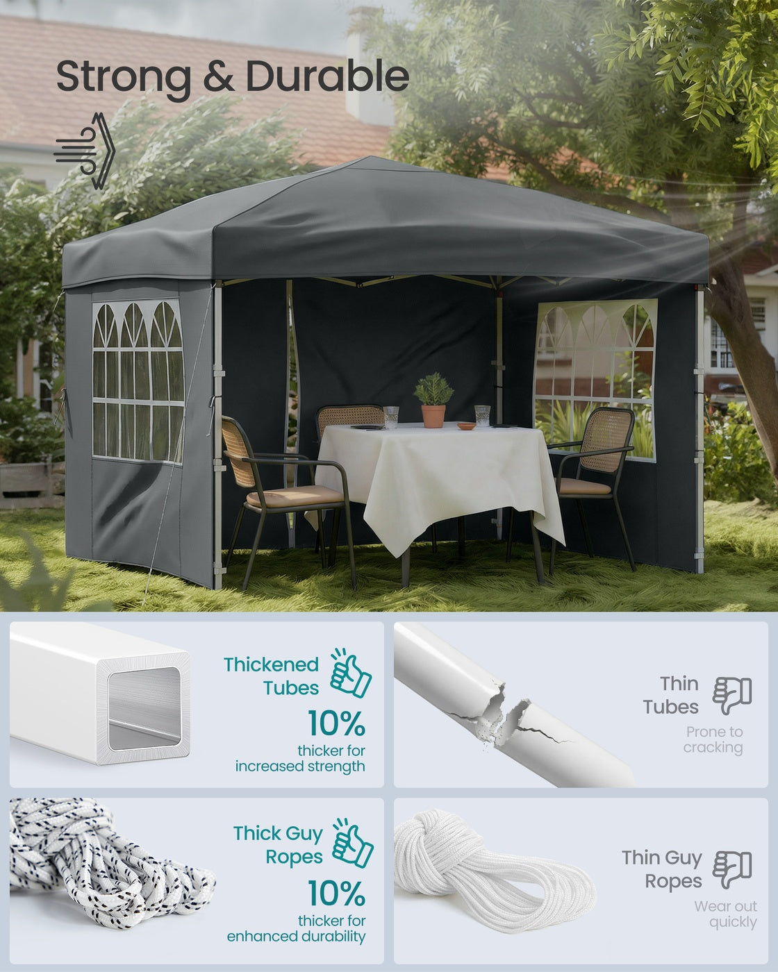 Pop Up Gazebo - 3m x 3m - PE - UV Protection