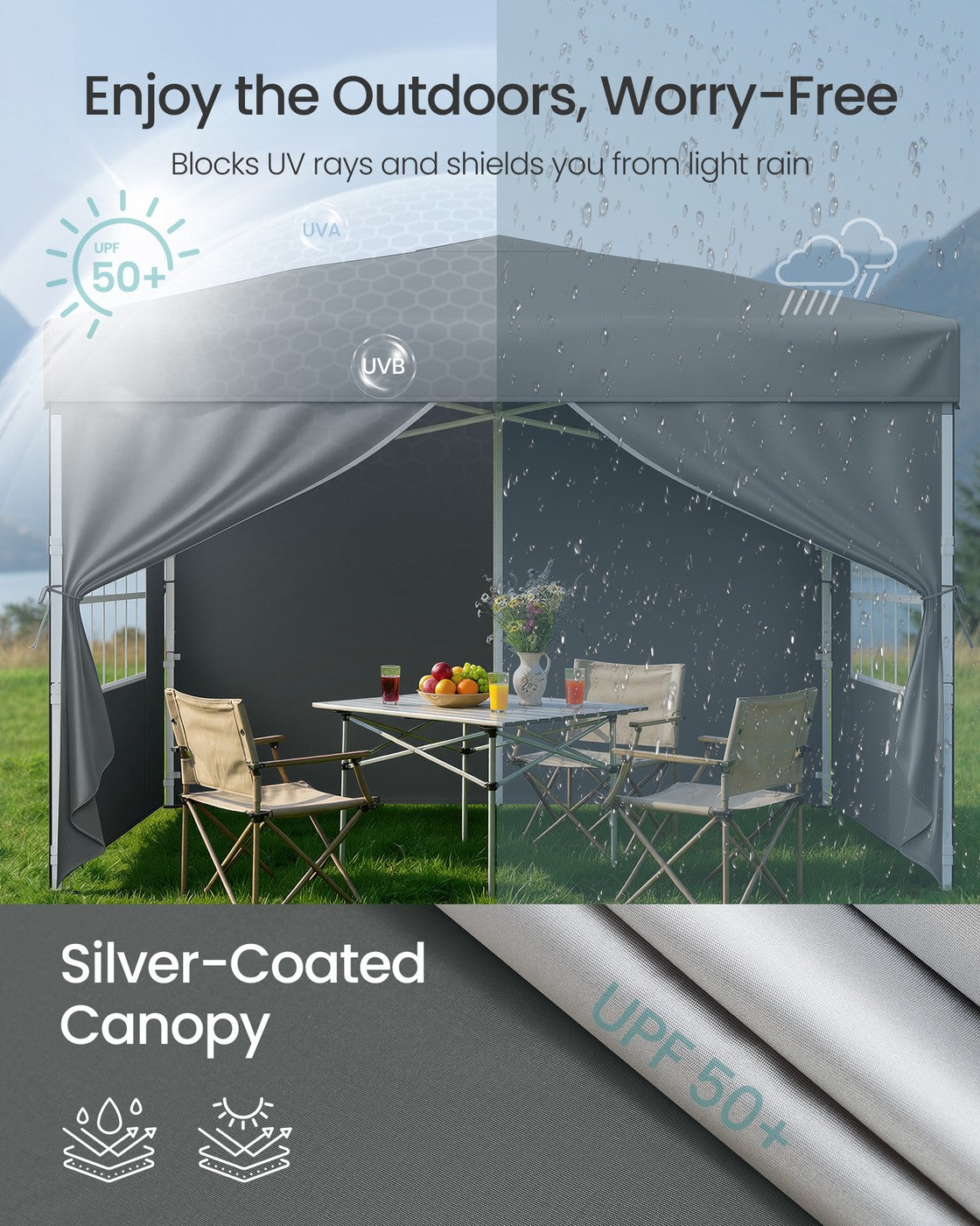 Pop Up Gazebo - 3m x 3m - PE - UV Protection