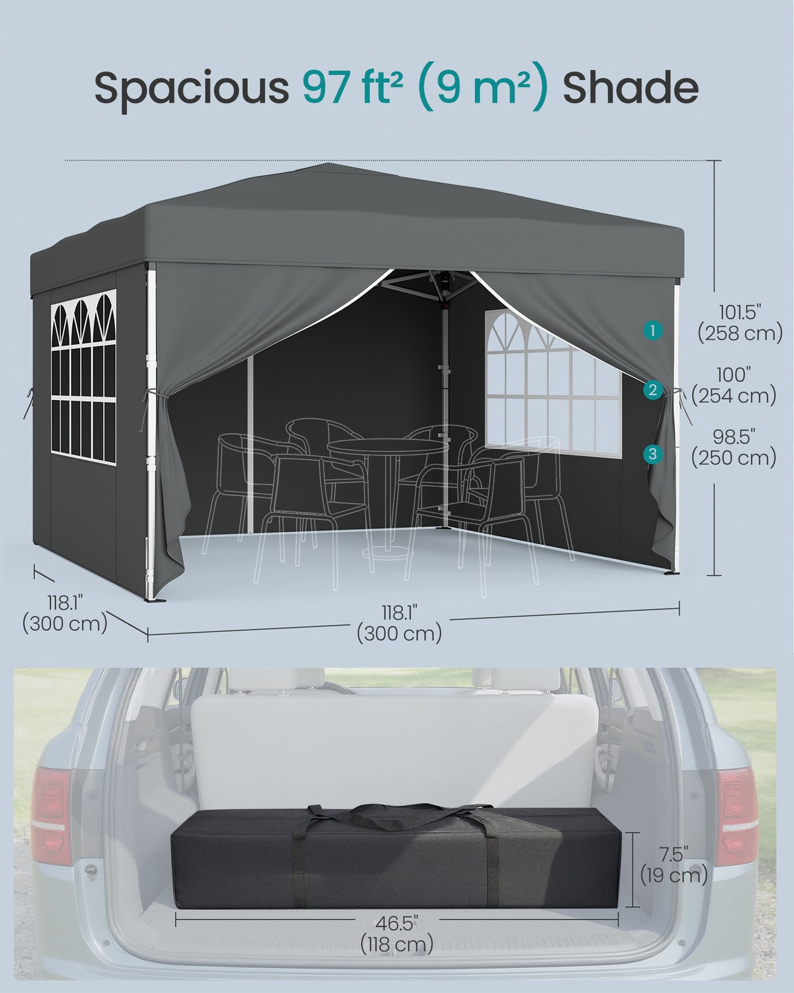 Pop Up Gazebo - 3m x 3m - PE - UV Protection