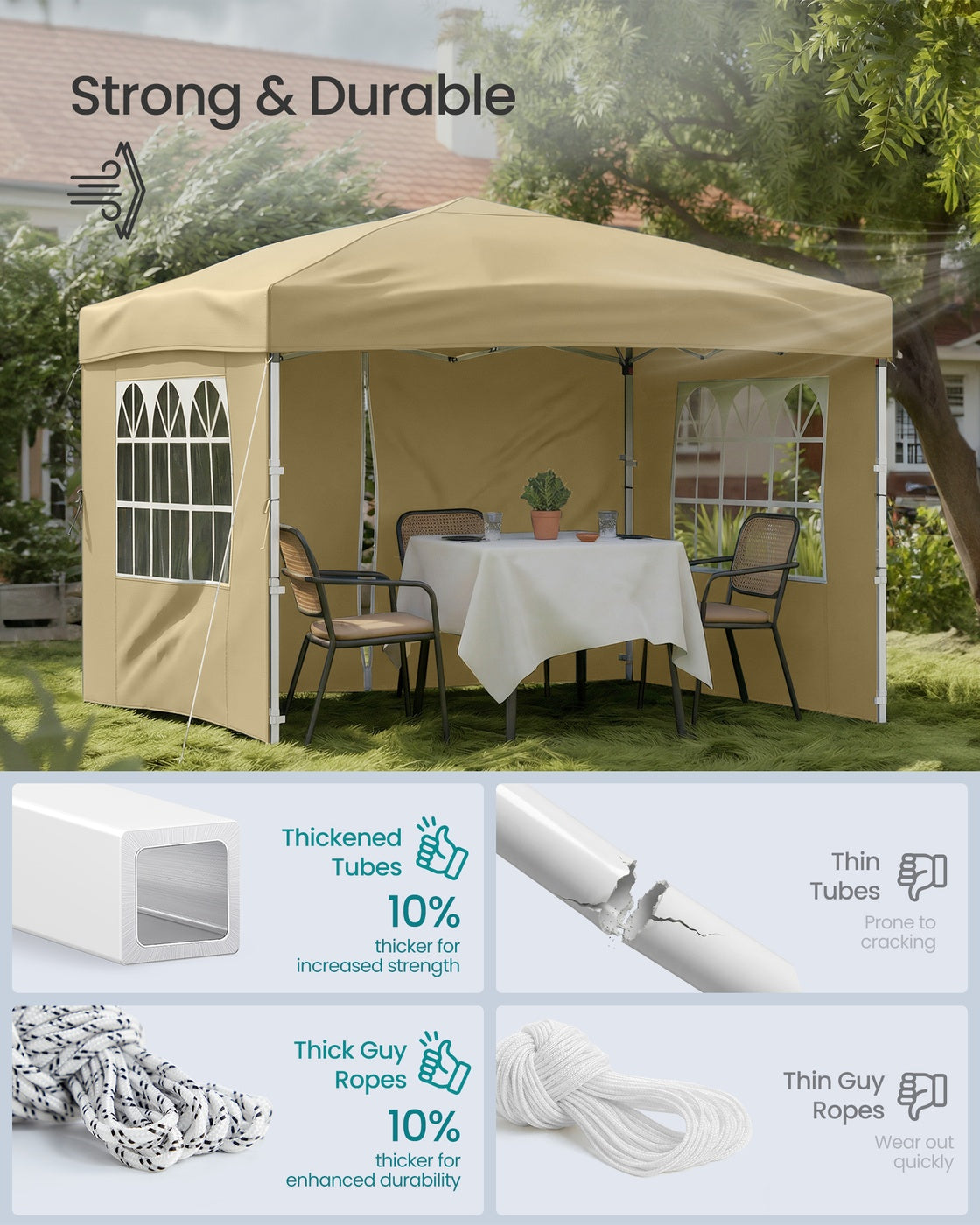 Pop Up Gazebo - 9.4L - PE Plastic - UV Protection