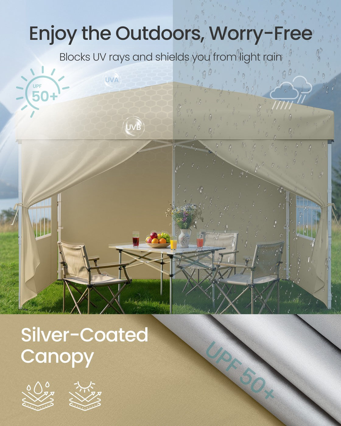 Pop Up Gazebo - 9.4L - PE Plastic - UV Protection