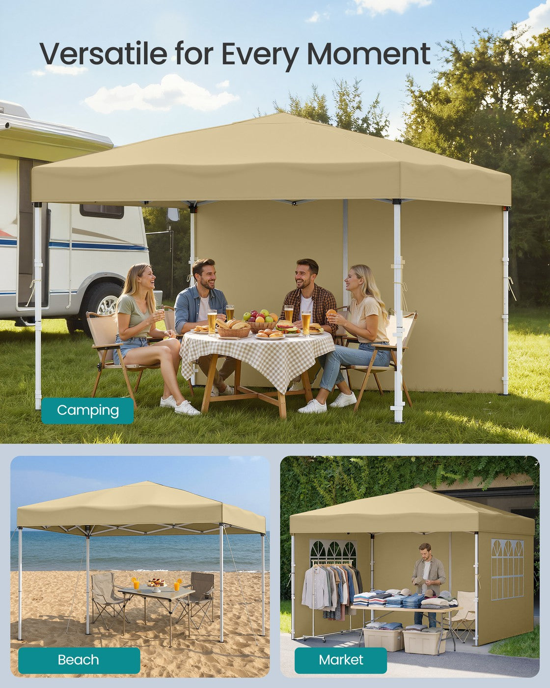 Pop Up Gazebo - 9.4L - PE Plastic - UV Protection
