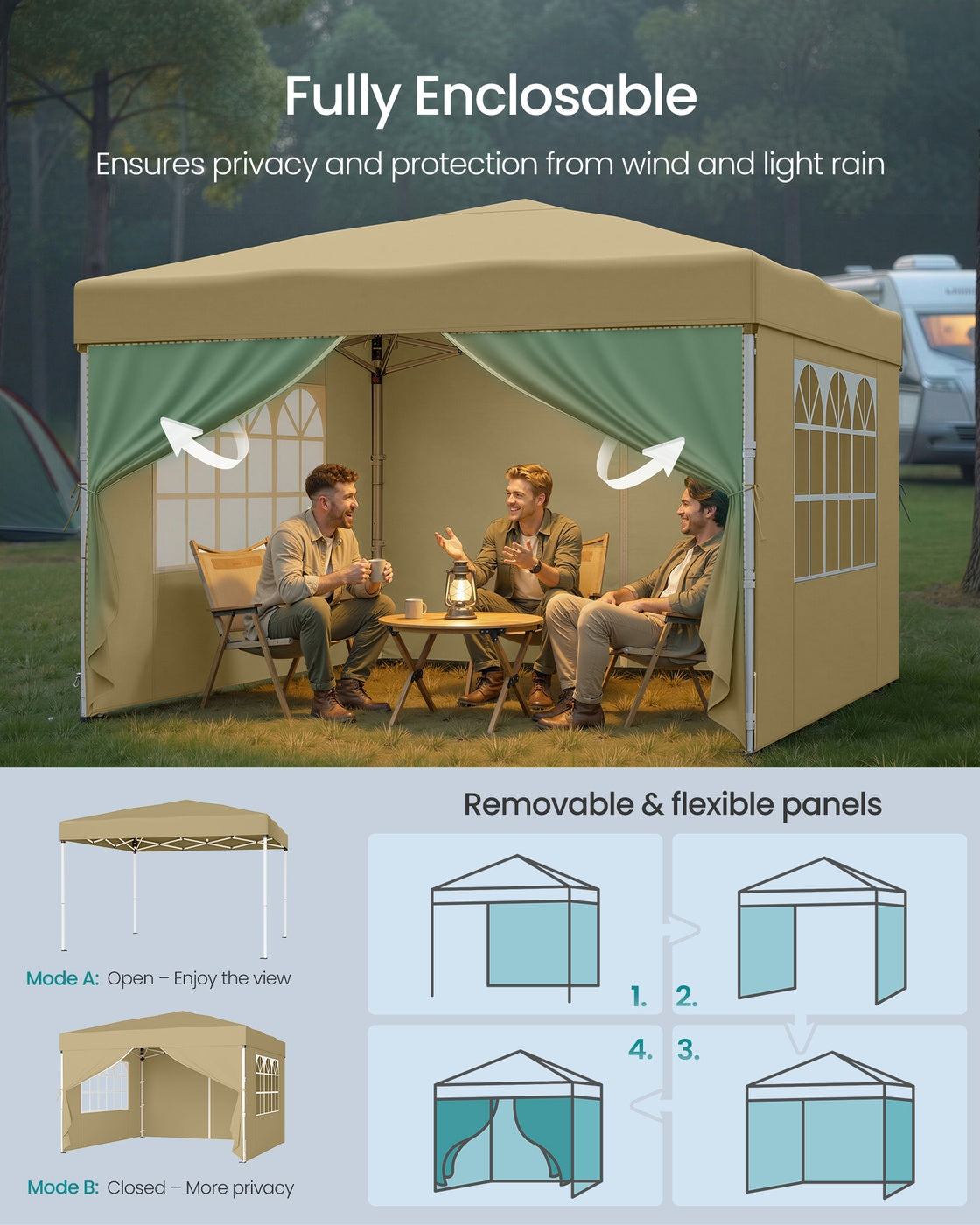 Pop Up Gazebo - 9.4L - PE Plastic - UV Protection