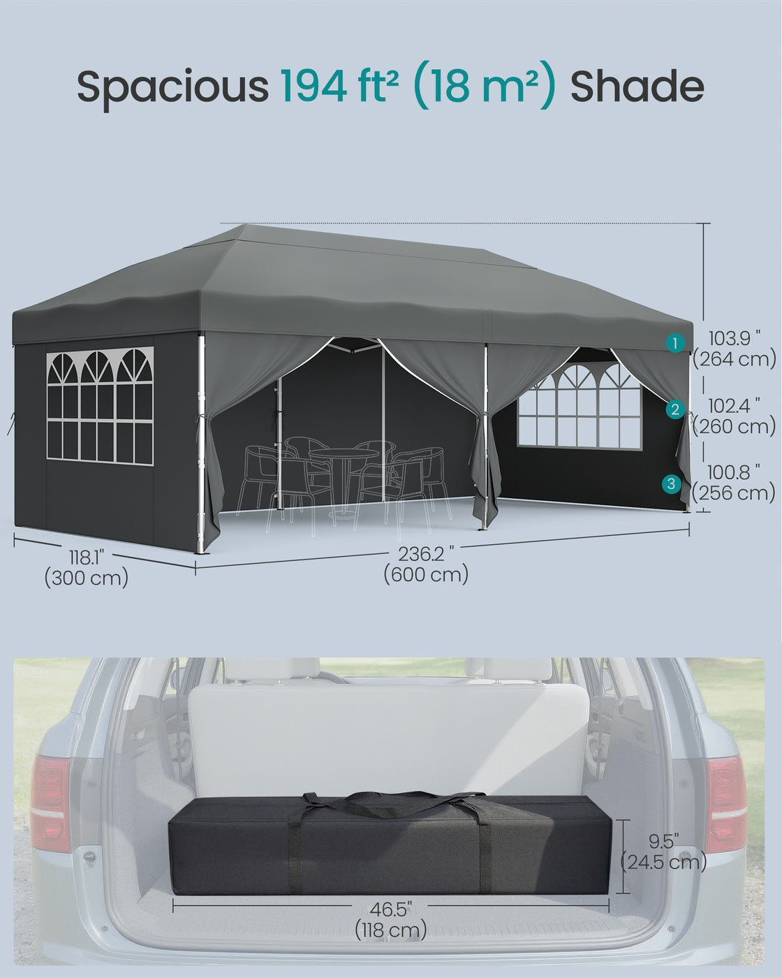 Pop Up Gazebo - 18L - PE - UV Protection