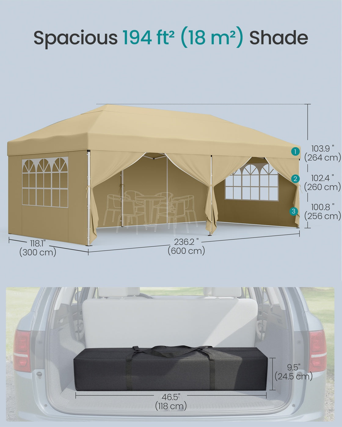 Pop Up Gazebo - 30L - Steel - UV Protection